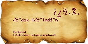 Ádok Kálmán névjegykártya